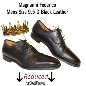 Magnanni Federico Mens Size 9.5 D Black Leather Dress Captoe $298